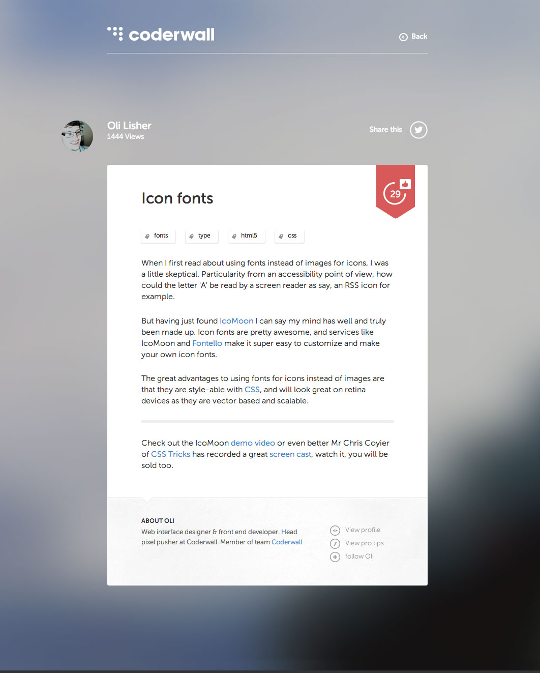 Coderwall protip page