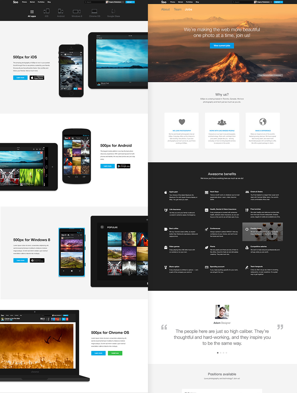 500px jobs page