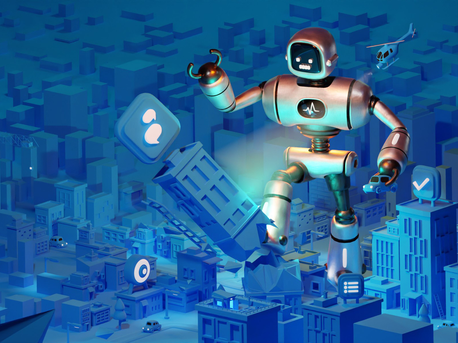 Crush it 3d robot illustration