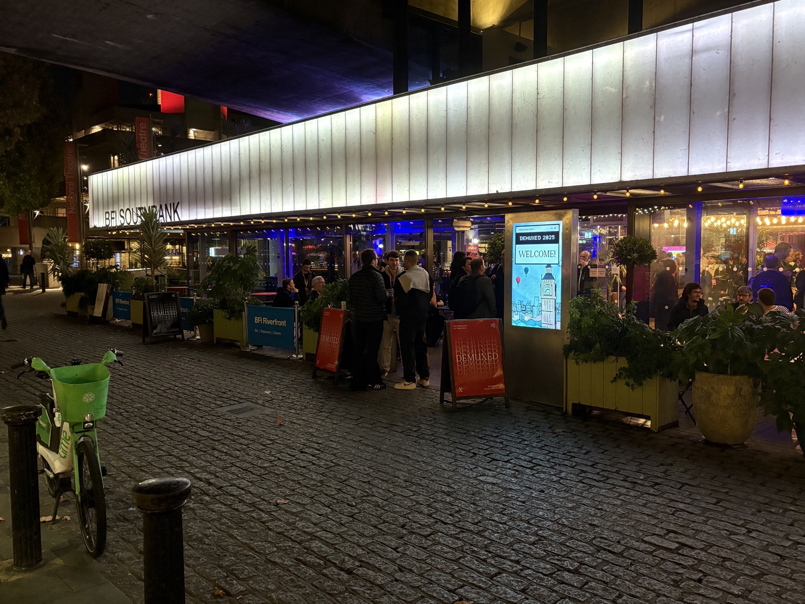 The venue at night