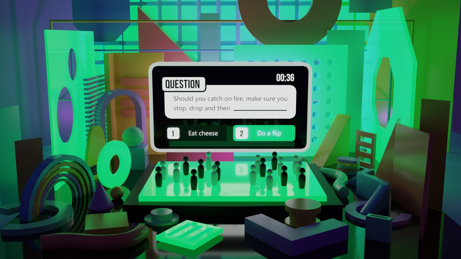 In-game question screen on the 3d stage