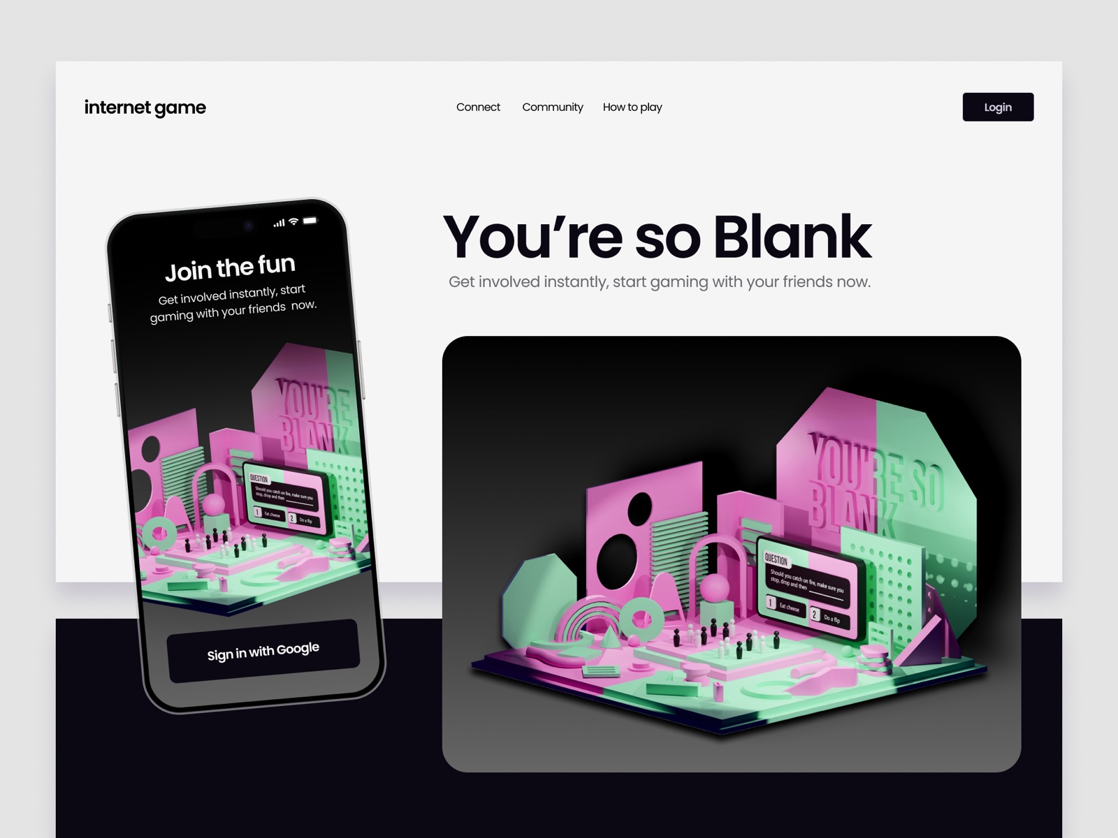 Website design with mobile sign-up