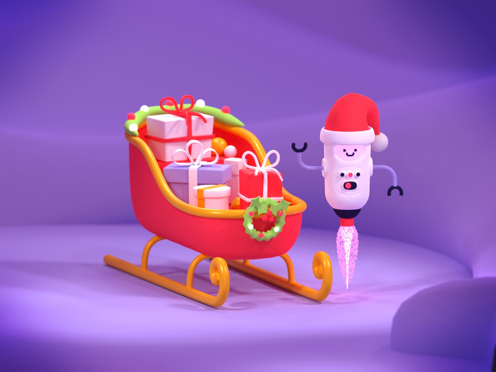 Mibex robot with a Christmas sleigh