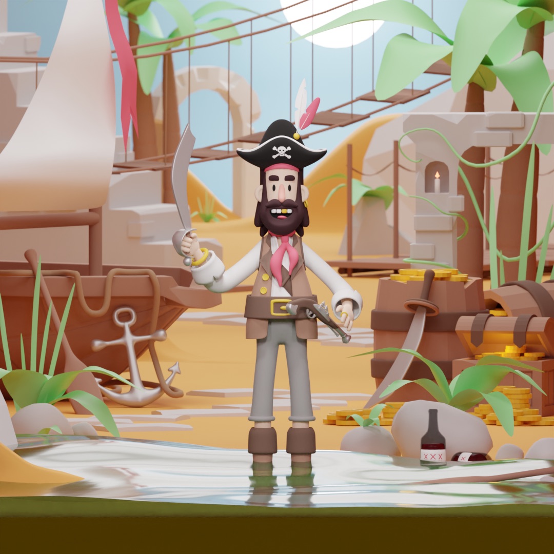 The finished pirate character
