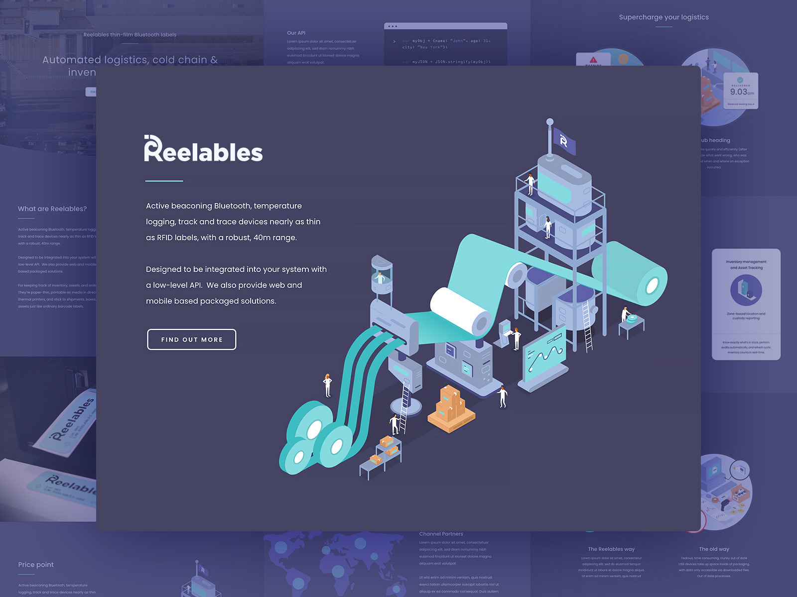 Reelables label manufacturing illustration