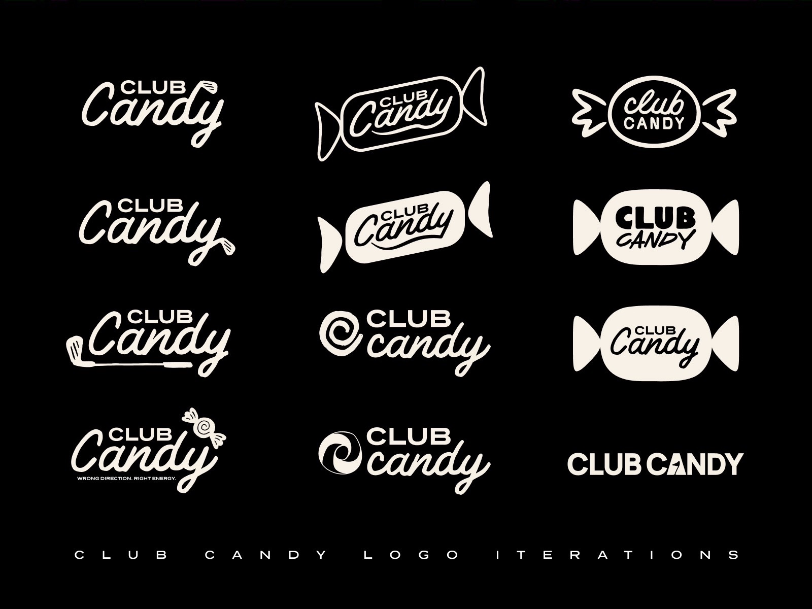 Club Candy logo iterations
